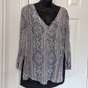 Fred David Printed blouse, 3/4 sleeved, Size XL